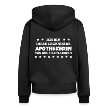 Apothekerin Lustige Spruch Beruf Apotheke Geschenk - Frauen Premium Bio Zip Hoodie - Schwarz - Hinten - Julia (174cm)