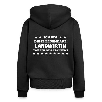 Landwirtin Witz Spruch Traktor Landwirtin Geschenk - Frauen Premium Bio Zip Hoodie - Schwarz - Hinten - Julia (174cm)