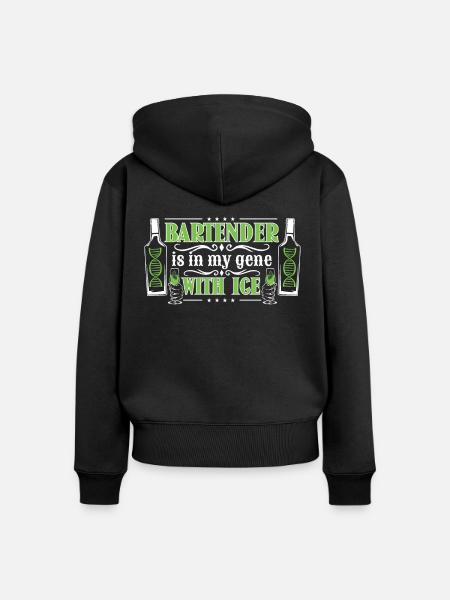 bartender gene - Frauen Premium Bio Zip Hoodie - Schwarz