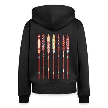 Aborigines - Frauen Premium Bio Zip Hoodie - Schwarz - Hinten - Julia (174cm)