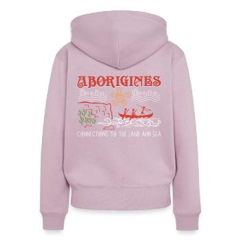 Aborigines Connections - Frauen Premium Bio Zip Hoodie - Altrosa - Hinten - Julia (174cm)