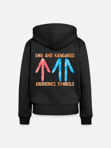Emu Kangaroo Aborigines - Frauen Premium Bio Zip Hoodie - Schwarz