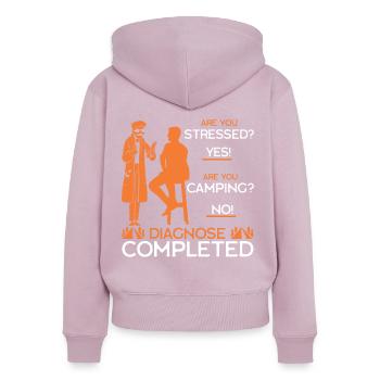 Stress Camping - Frauen Premium Bio Zip Hoodie - Altrosa - Hinten - Julia (174cm)
