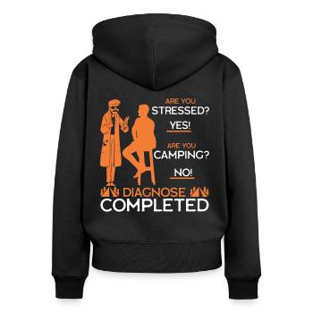 Stress Camping - Women's Premium Organic Zip Hoodie - black - Back - Julia (174cm)