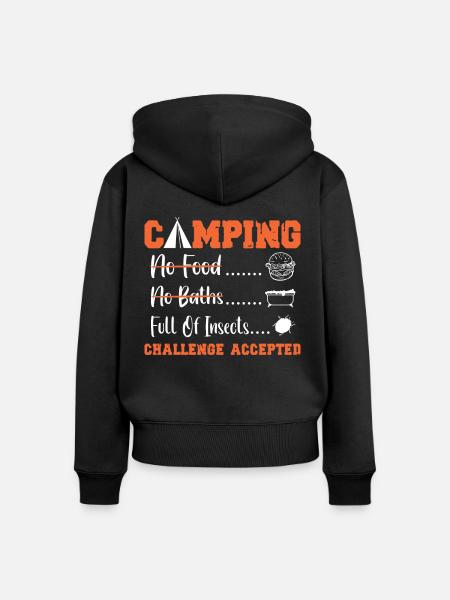 camping Challenge accepted - Frauen Premium Bio Zip Hoodie - Schwarz
