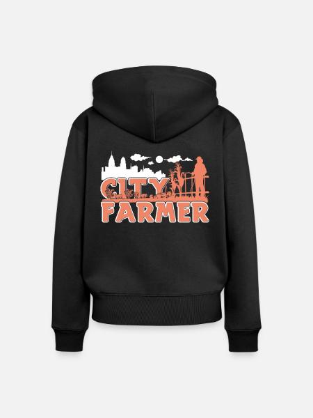 Städtischer Bauer - Frauen Premium Bio Zip Hoodie - Schwarz