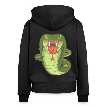 Schlange - Frauen Premium Bio Zip Hoodie - Schwarz - Hinten - Julia (174cm)