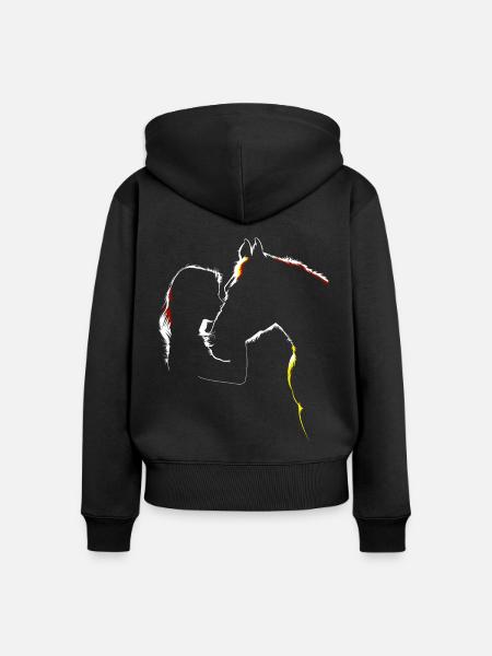 Pferd Mädchen Silhouette - Frauen Premium Bio Zip Hoodie - Schwarz