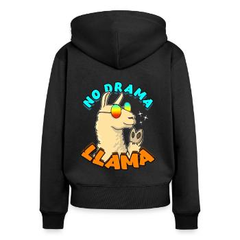 No Drama LLama Lama Geschenkidee Spruch - Frauen Premium Bio Zip Hoodie - Schwarz - Hinten - Julia (174cm)