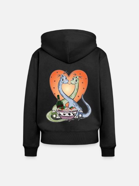 Dino Dinner - Frauen Premium Bio Zip Hoodie - Schwarz