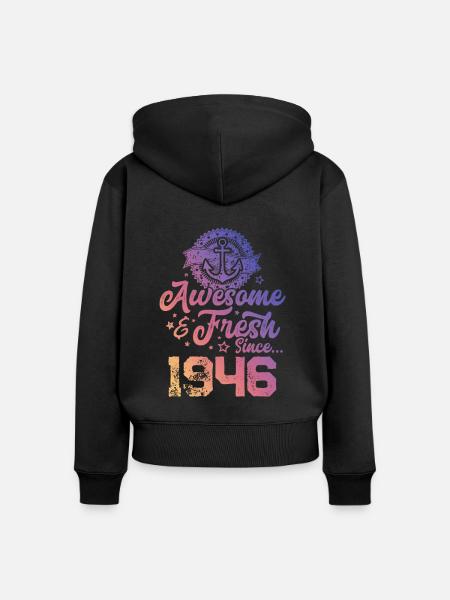 1946 awesome fresh - Frauen Premium Bio Zip Hoodie - Schwarz
