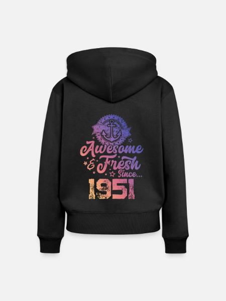 1951 awesome fresh - Frauen Premium Bio Zip Hoodie - Schwarz