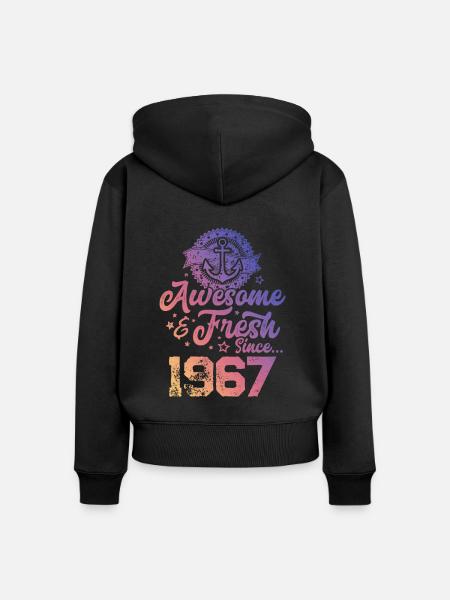 1967 awesome fresh - Frauen Premium Bio Zip Hoodie - Schwarz