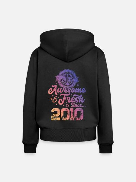 2010 awesome fresh - Frauen Premium Bio Zip Hoodie - Schwarz
