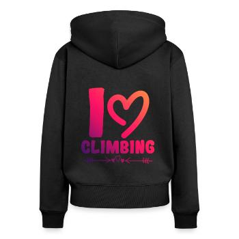 Ich liebe Klettern - Frauen Premium Bio Zip Hoodie - Schwarz - Hinten - Julia (174cm)