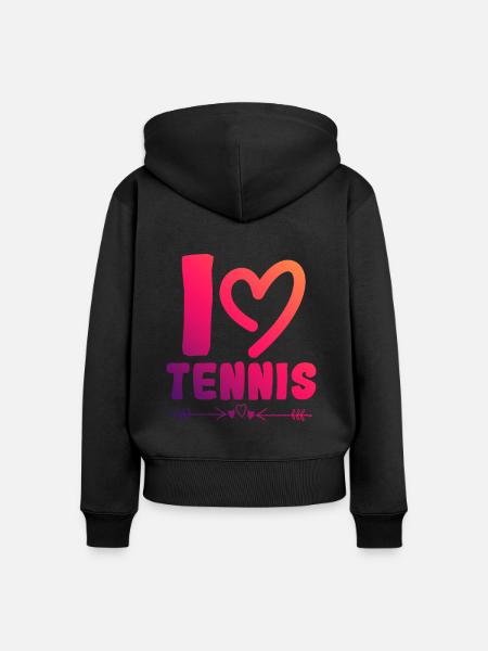 Ich liebe Tennis - Frauen Premium Bio Zip Hoodie - Schwarz