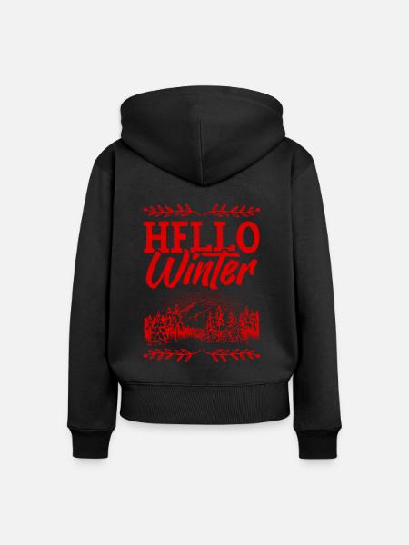 Hello Winter - Frauen Premium Bio Zip Hoodie - Schwarz