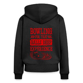 Expérience de bowling - Sweat à capuche zippé Premium bio Femme - noir - Dos - Julia (174cm)