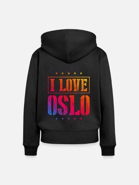 I Love Oslo - Frauen Premium Bio Zip Hoodie - Schwarz