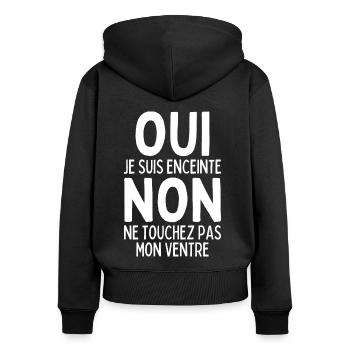 Je Suis Enceinte Annonce Grossesse Future Maman - Sweat à capuche zippé Premium bio Femme - noir - Dos - Julia (174cm)