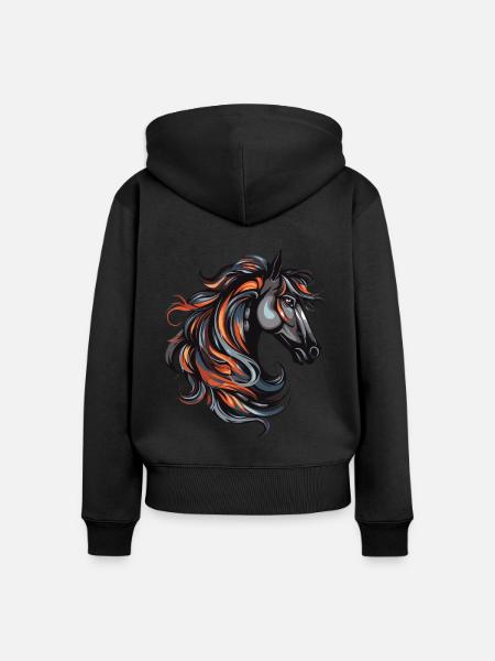 Pferd Portrait - Frauen Premium Bio Zip Hoodie - Schwarz