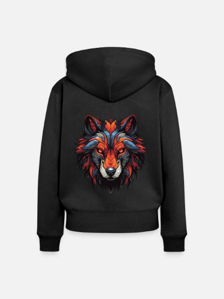 Wolf Portrait - Frauen Premium Bio Zip Hoodie - Schwarz