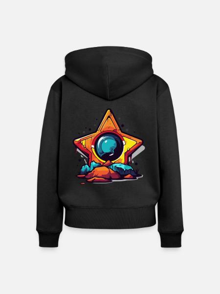 Ein Stern auf den Felsen - Frauen Premium Bio Zip Hoodie - Schwarz