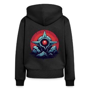 Yeux en forme d’étoile Rock dans la nature - Sweat à capuche zippé Premium bio Femme - noir - Dos - Julia (174cm)