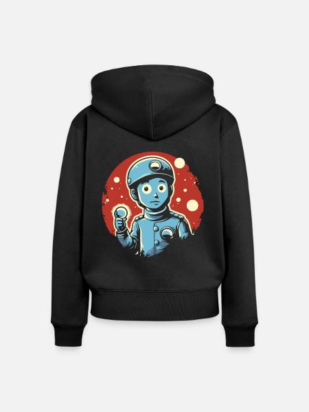 Ein Junge mit einer Lampe - Frauen Premium Bio Zip Hoodie - Schwarz