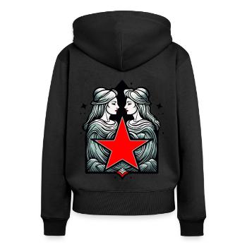 Ein Kuss zwischen Liebenden unter den Sternen - Frauen Premium Bio Zip Hoodie - Schwarz - Hinten - Julia (174cm)