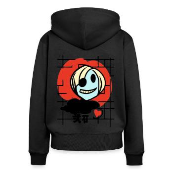 Crazy anime girl with heart - Women's Premium Organic Zip Hoodie - black - Back - Julia (174cm)