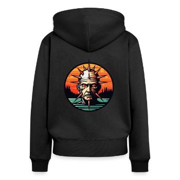 Horreur de dessin animé : Tête d’aiguille monstre Guy - Sweat à capuche zippé Premium bio Femme - noir - Dos - Julia (174cm)