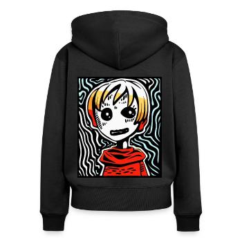 Ist dies moderne Kunst, Kunst im Manga-Anime-Stil? - Frauen Premium Bio Zip Hoodie - Schwarz - Hinten - Julia (174cm)
