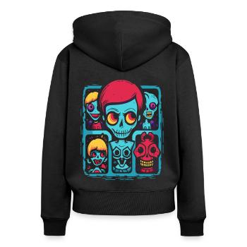 Das lustige Cartoon-Zimmer des Schreckens - Frauen Premium Bio Zip Hoodie - Schwarz - Hinten - Julia (174cm)