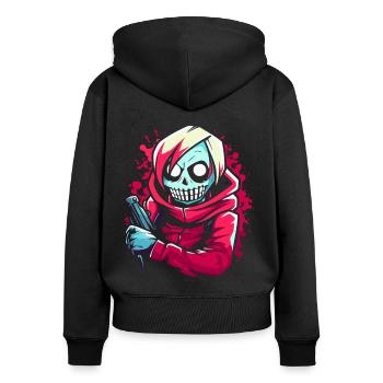 Squelette de zombie hip-hop de dessin animé - Sweat à capuche zippé Premium bio Femme - noir - Dos - Julia (174cm)