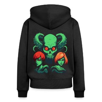 Dessins animés Amis de la pieuvre - Sweat à capuche zippé Premium bio Femme - noir - Dos - Julia (174cm)