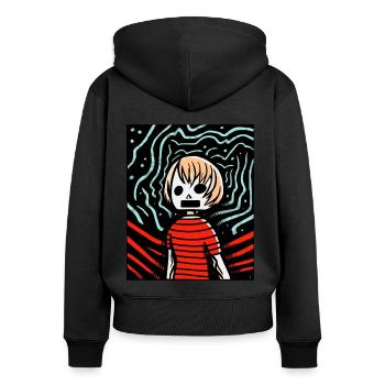 Dessin animé Manga Anime Horreur Fille - Sweat à capuche zippé Premium bio Femme - noir - Dos - Julia (174cm)