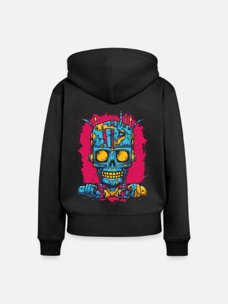 Roboter Cyborg Zombie - Frauen Premium Bio Zip Hoodie - Schwarz