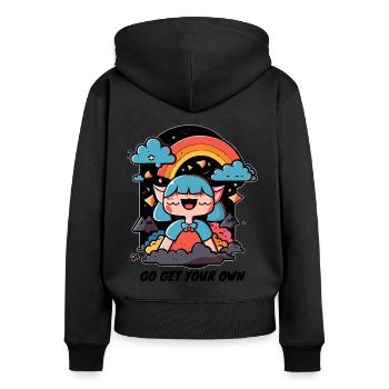 Get your own happy place - Women's Premium Organic Zip Hoodie - black - Back - Julia (174cm)