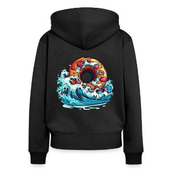 Die Große Donut-Welle vor Kanagawa - Frauen Premium Bio Zip Hoodie - Schwarz - Hinten - Julia (174cm)
