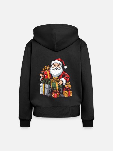 Weihnachtsmann Geschenke - Frauen Premium Bio Zip Hoodie - Schwarz