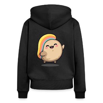 Heureux truc chibi mignon - Sweat à capuche zippé Premium bio Femme - noir - Dos - Julia (174cm)