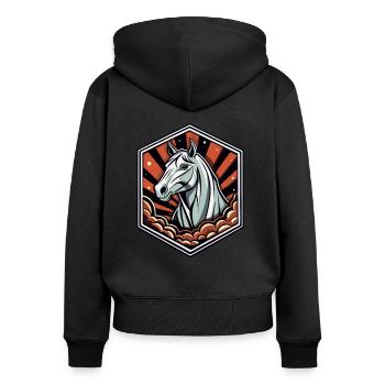 Un cheval majestueux - Sweat à capuche zippé Premium bio Femme - noir - Dos - Julia (174cm)