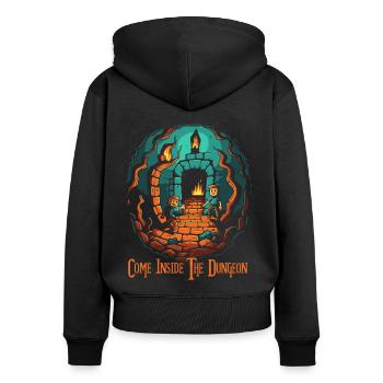 Come into the dungeon - Women's Premium Organic Zip Hoodie - black - Back - Julia (174cm)