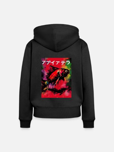 Japanisches Fisch Poster - Frauen Premium Bio Zip Hoodie - Schwarz