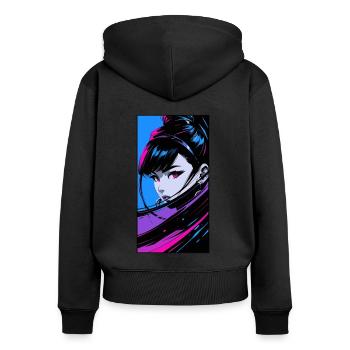Dessin animé Manga Anime Fille - Sweat à capuche zippé Premium bio Femme - noir - Dos - Julia (174cm)