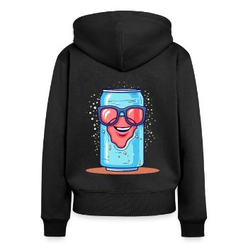 Glittering Cool Soda Can Can with Sunglasses - Women's Premium Organic Zip Hoodie - black - Back - Julia (174cm)