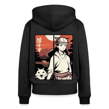 Fille d’anime japonaise : je le fais de cette façon - Sweat à capuche zippé Premium bio Femme - noir - Dos - Julia (174cm)