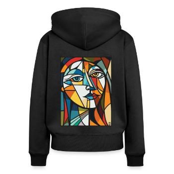 Modern Abstract Art: The Smiling Woman - Women's Premium Organic Zip Hoodie - black - Back - Julia (174cm)