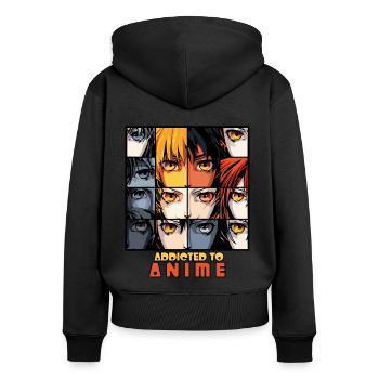 Addicted to anime - Women's Premium Organic Zip Hoodie - black - Back - Julia (174cm)